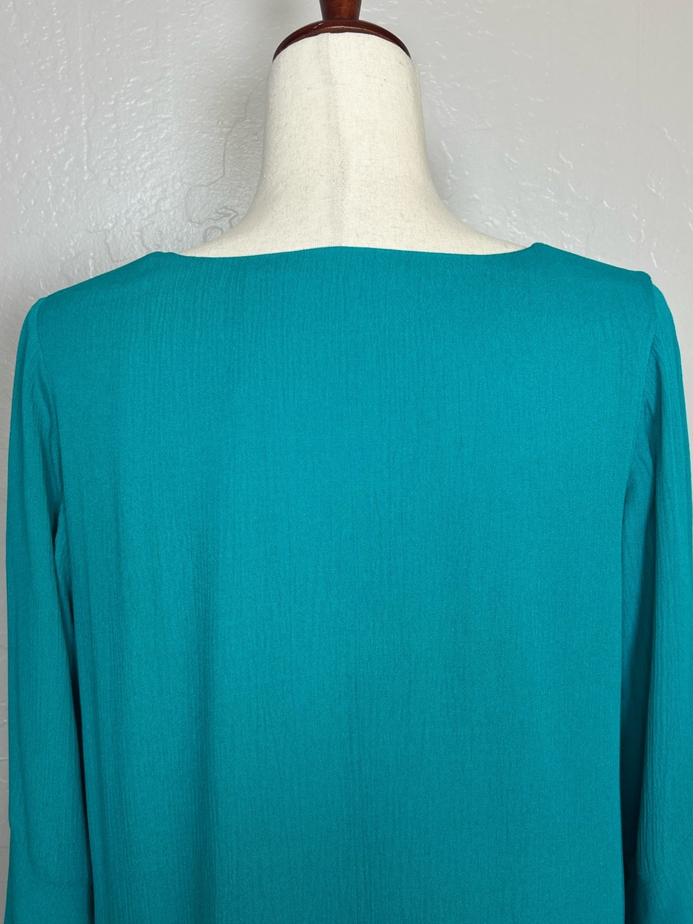 SOFT SURROUNDINGS Women’s Size PS Peacock Green Gabby Gauze Bell Sleeve Tunic - Picture 8 of 11